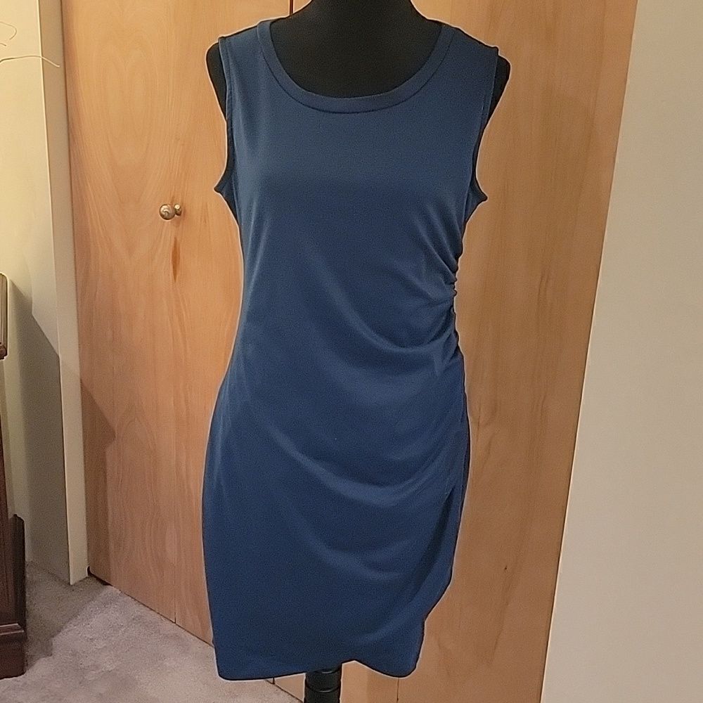 AVLN studio teal side ruched tank dress sz med